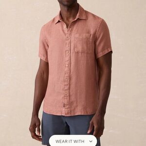 New Faherty Men’s SS Palma Linen Shirt Size: Large